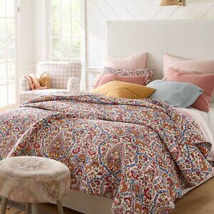 Garnet Hill Kaleidoscope Dream Quilt 100% Cotton Twin Blanket & Sham Set